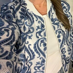 Chic Blue and White Paisley Jacket
